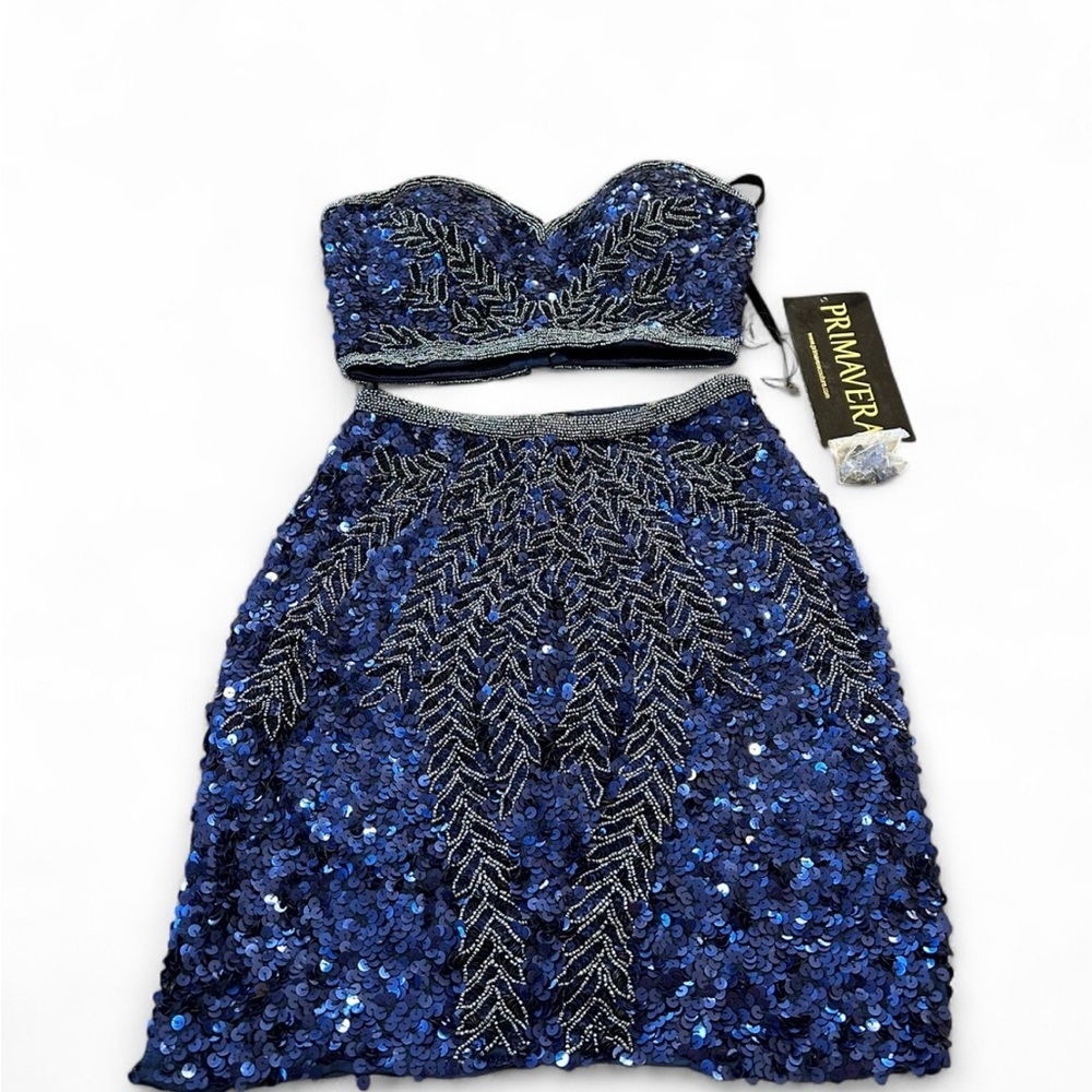 Primavera Couture Navy Sequin Top - Picture 1 of 7